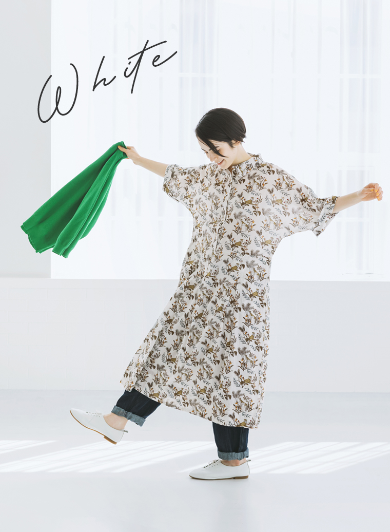KILKI コットンキャンブリックチーターワンピース  ホワイトのコーディネート