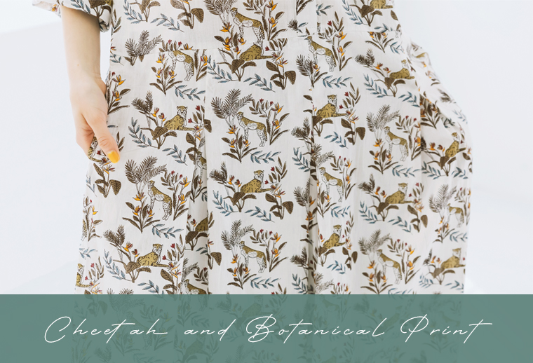 KILKI コットンキャンブリックチーターワンピース  ホワイトの生地アップ