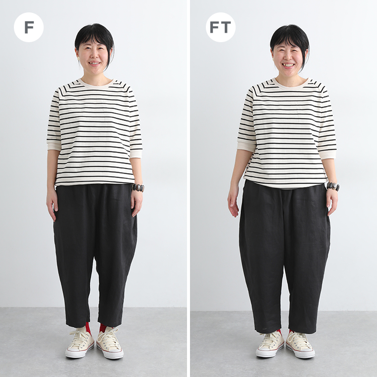 ista-ire【別注】着丈選べる　平織リネンよくばりパンツ(A・ブラック)161cmスタッフ着用