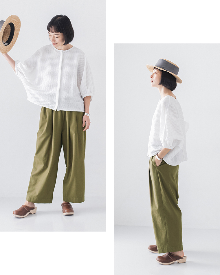 &yarn ドルマンスリーブ ブラウス(A・ホワイト)のシルエット
