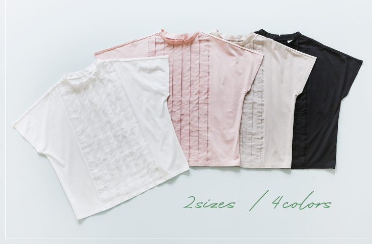LILASIC　布帛切替タックTシャツ　4色　置きイメージ