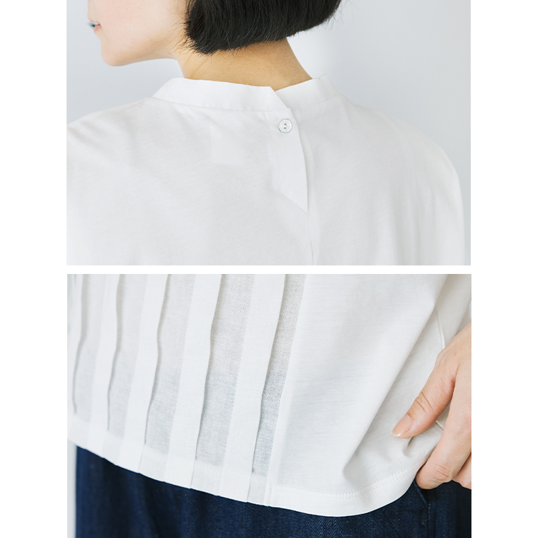 LILASIC　布帛切替タックTシャツ（オフホワイト）のディテール