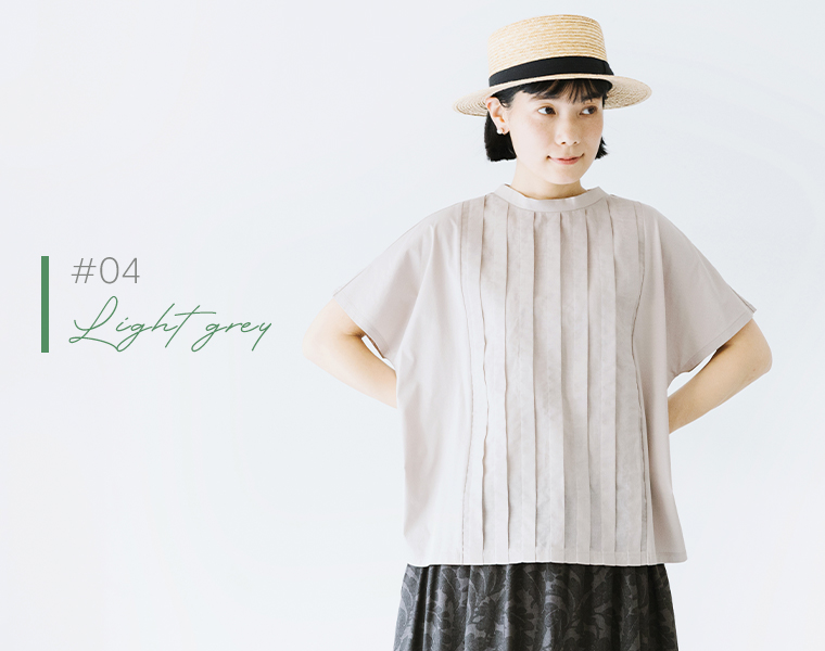 LILASIC　布帛切替タックTシャツ（ライトグレー）の紹介