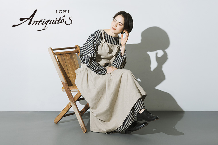 ナチュラルで大人っぽいリネンコットン仕立て ICHI Antiquites 2タイプのギンガムチェックワンピース