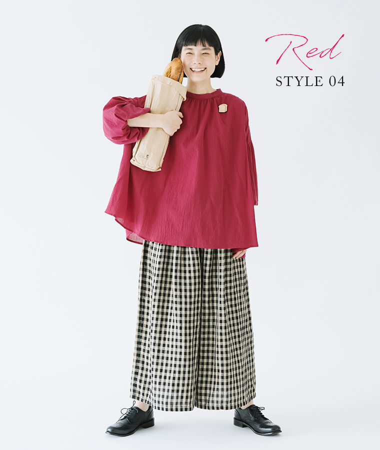 【D*g*y】＜別注＞バルーン袖ブラウス レッド 全身