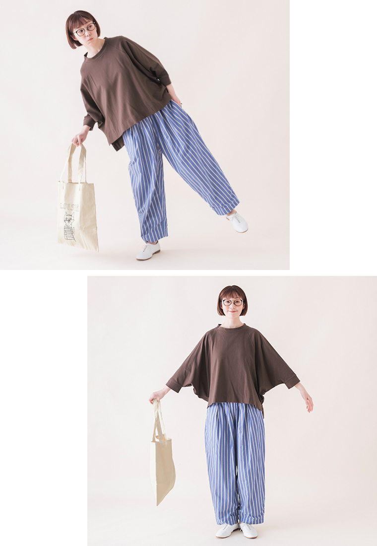 &yarn　ラグランワイドTシャツ(オフホワイト)　全身前