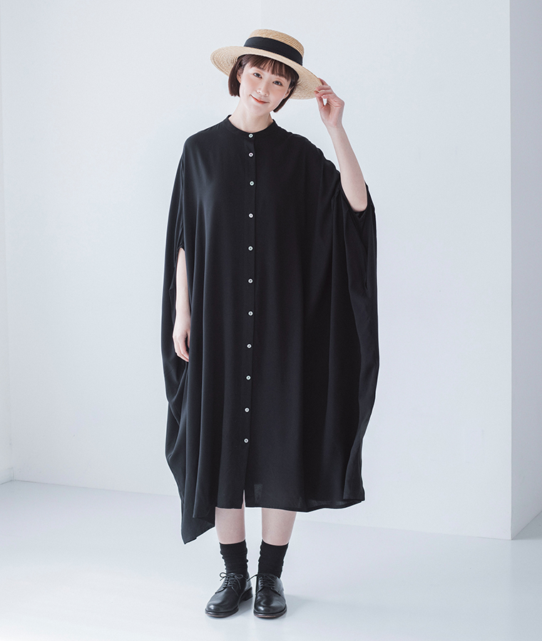 レーヨンゆったりワンピース(B・ブラック)のコーディネート &yarn(アンドヤーン)