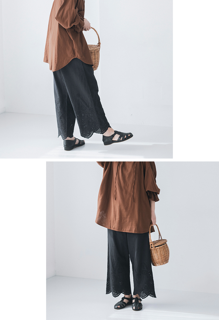 	コットンリネン スカラップパンツ(B・ブラック)のコーディネート &yarn(アンドヤーン)