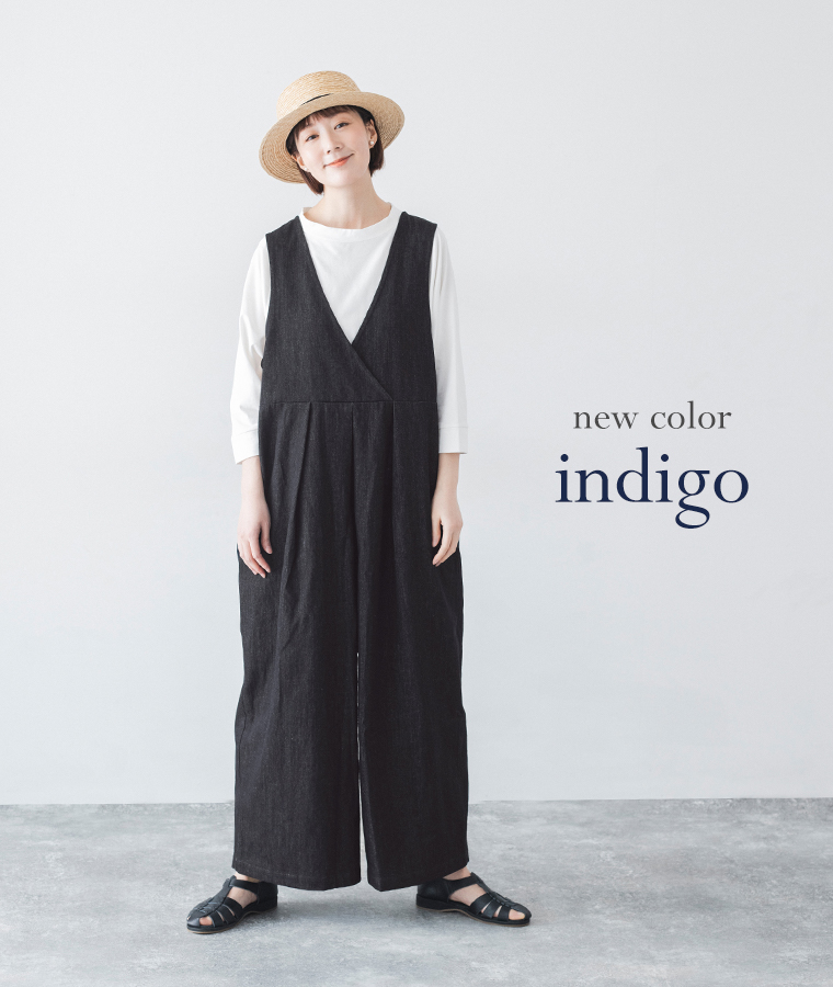 Lintu Laulu リネンコットン2WAYサロペット インディゴ