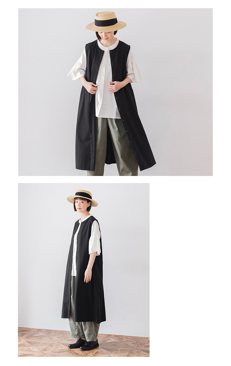 &yarn レーヨンリネンサイドギャザーブラウス ホワイト サイドカットとバックカット