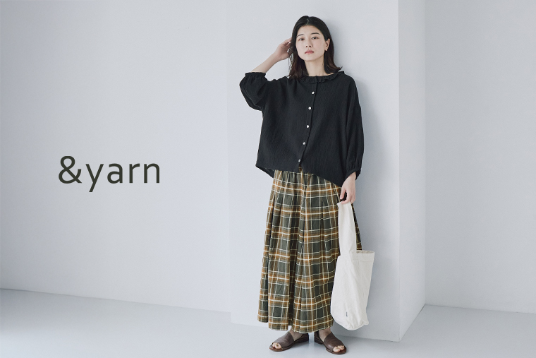 ふっくらソフトな肌心地　&yarn　コットンダブルガーゼフリル襟ブラウス