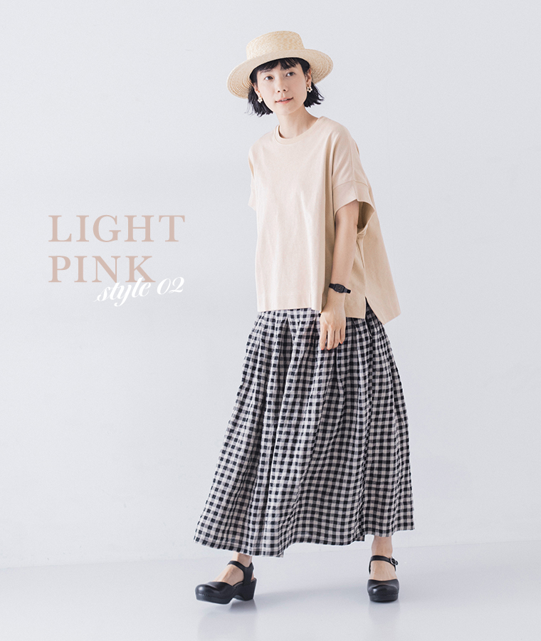 Lintu Laulu ワイドシルエットTシャツ(D・ライトピンク)のコーディーネート