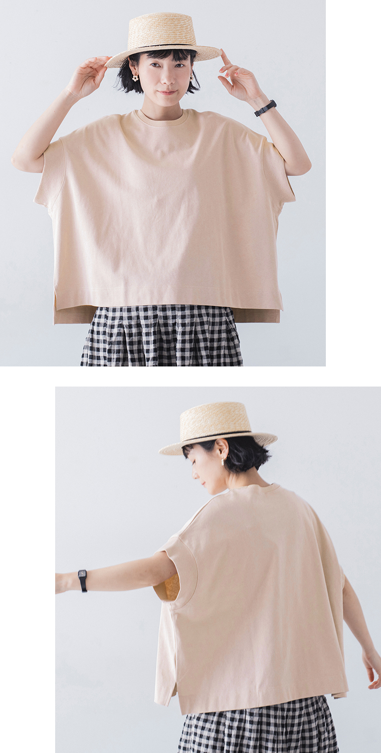 Lintu Laulu ワイドシルエットTシャツ(D・ライトピンク)のカラーとリブ