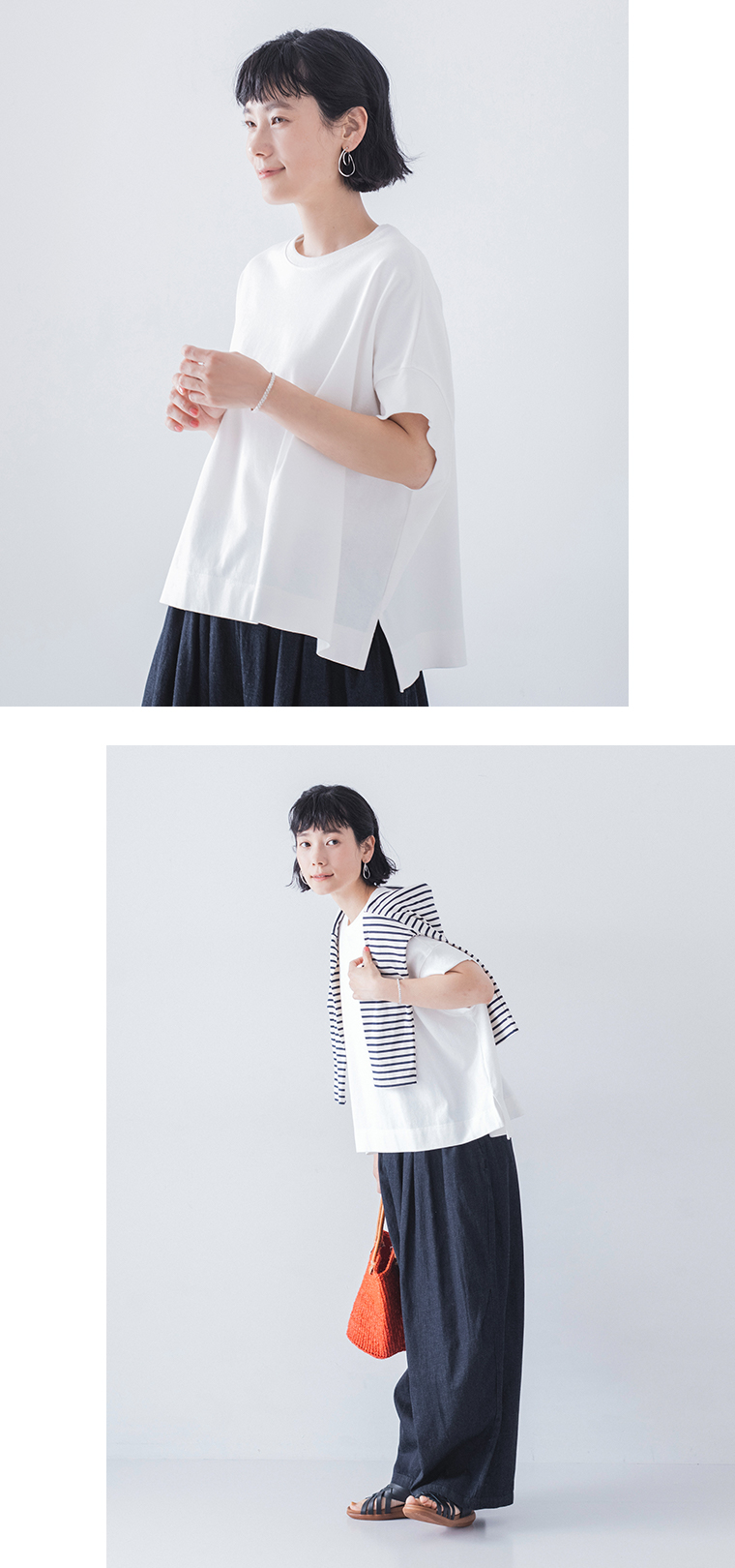 Lintu Laulu ワイドシルエットTシャツ(C・アイボリー)のカラーとスリット