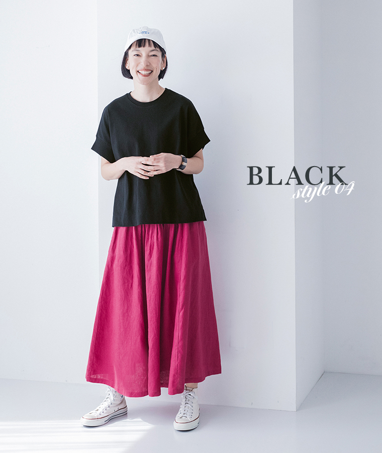 Lintu Laulu ワイドシルエットTシャツ(E・ブラック)のコーディーネート