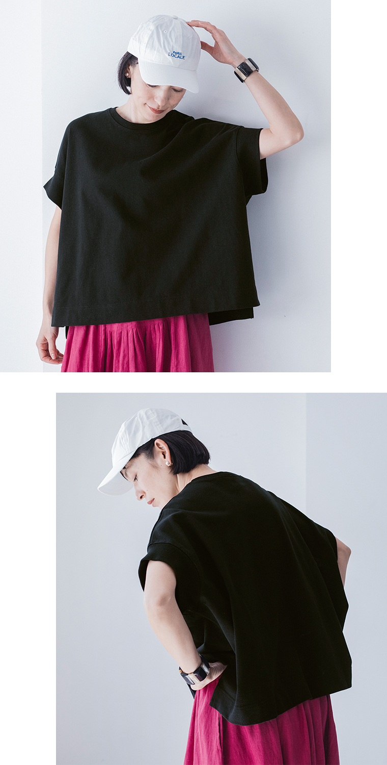 Lintu Laulu ワイドシルエットTシャツ(E・ブラック)の身幅