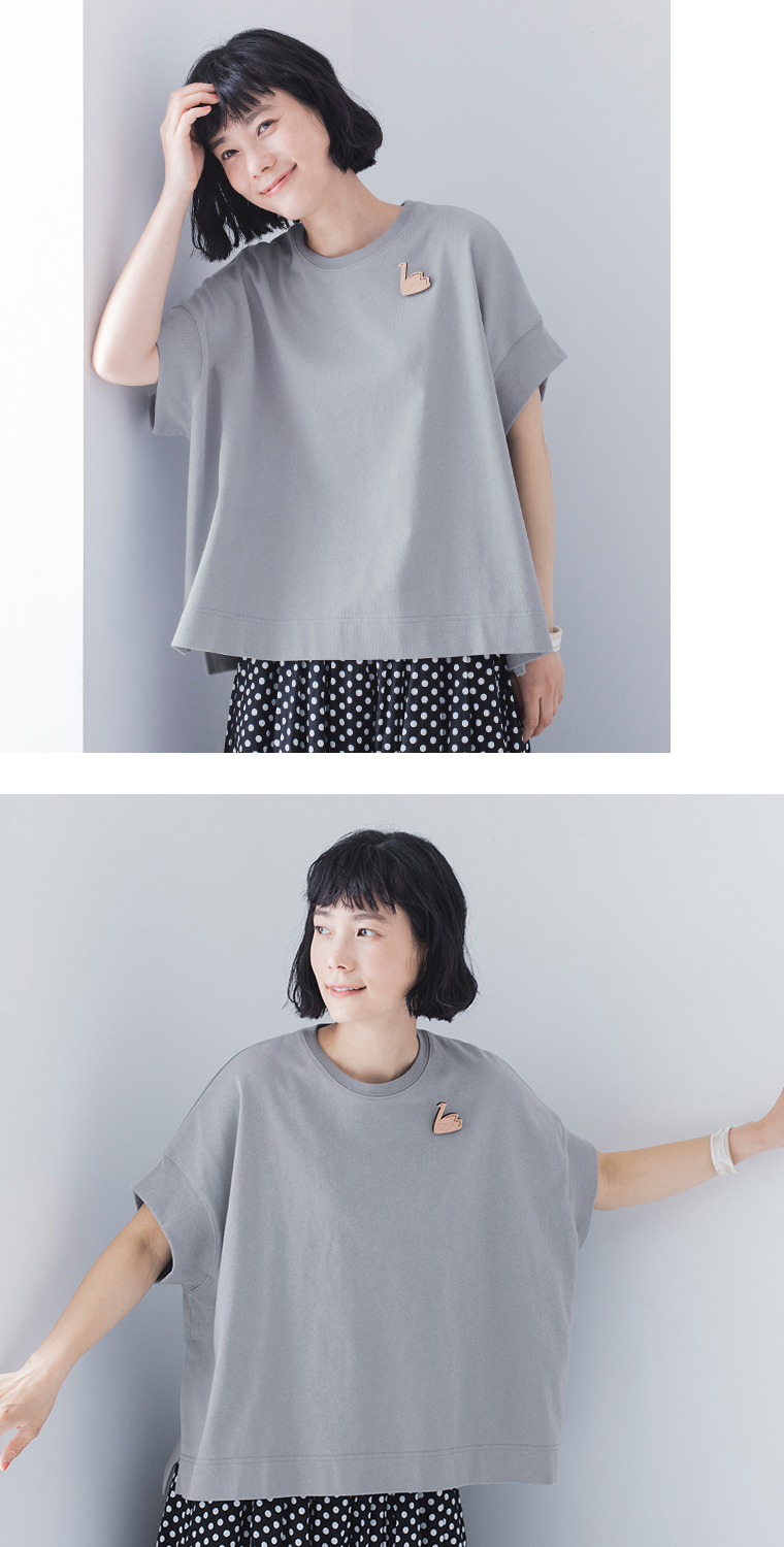 Lintu Laulu ワイドシルエットTシャツ(A・スモークブルー)のデザイン