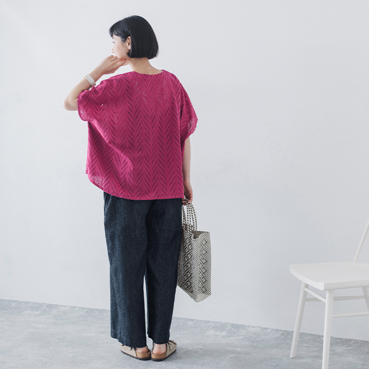 別注 GA-ON コットン カットワーク刺繍羽織り　全身後ろ