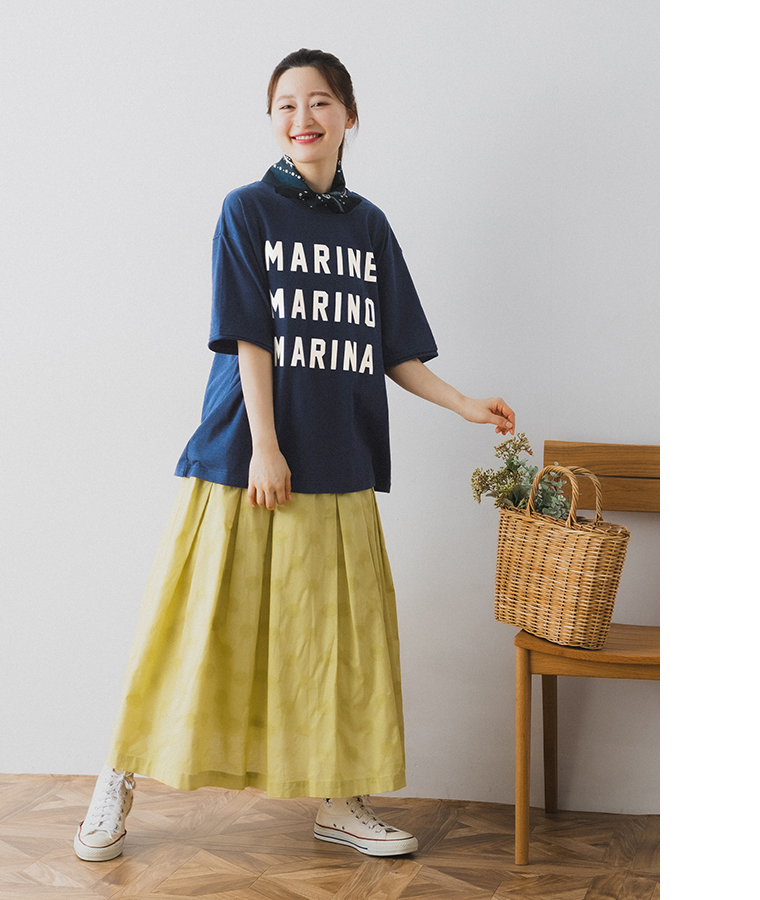 NORTHERN TRUCK(ノーザントラック) 海を感じるプリントTシャツ ネイビー 全身