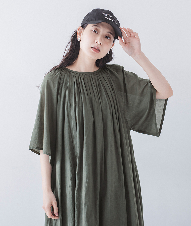 コットン　2wayバルーンワンピース(グリーン)のコーディネート &yarn(アンドヤーン)