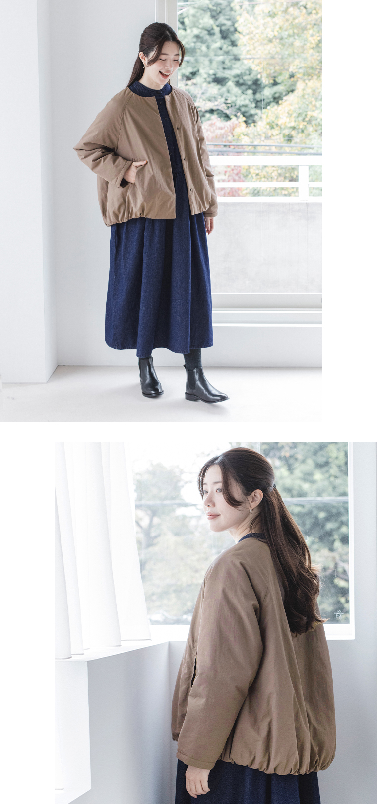 Lintu Laulu福袋中綿ショートコート全身前と上半身斜め後ろ