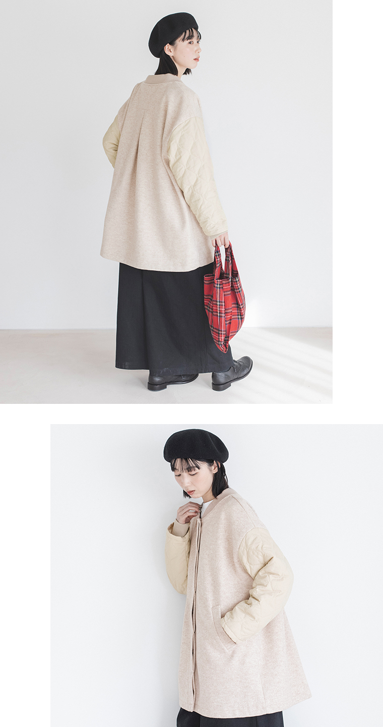 LUPILIEN by natulan 福袋 ウールライク袖キルトブルゾン バックタック＆比翼見せ