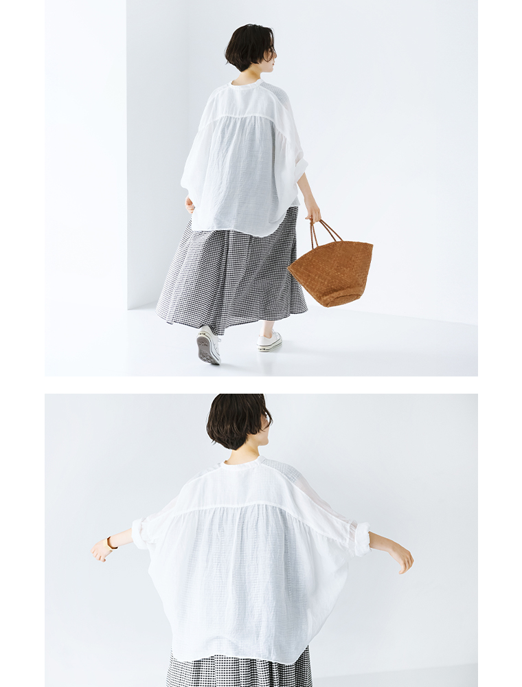 ichi リネンポプリンワイドシャツ　後ろのディテール
