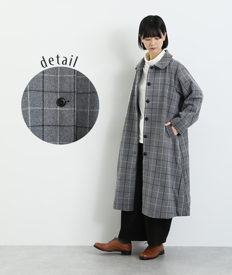le ciel 綾織チェック　ロングコート サブ画像