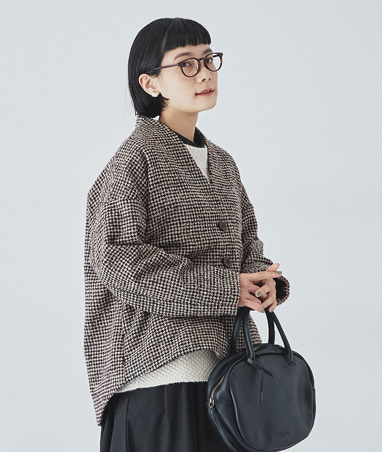 le ciel a temps doux｜別注 レトロチェックノーカラージャケット