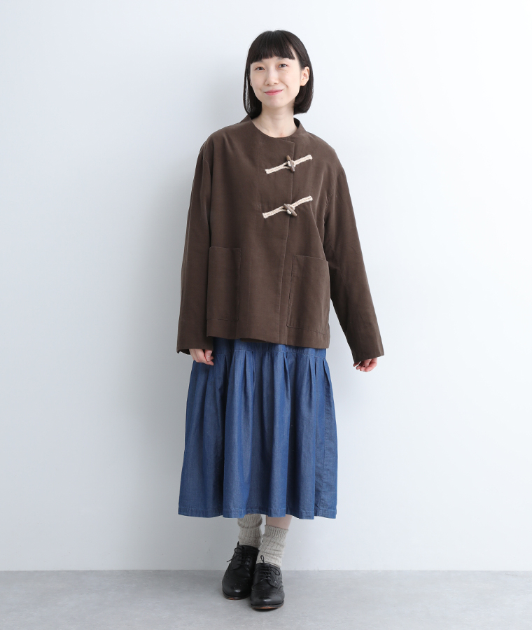 LOISIR コットン細コール トグルボタンジャケット
