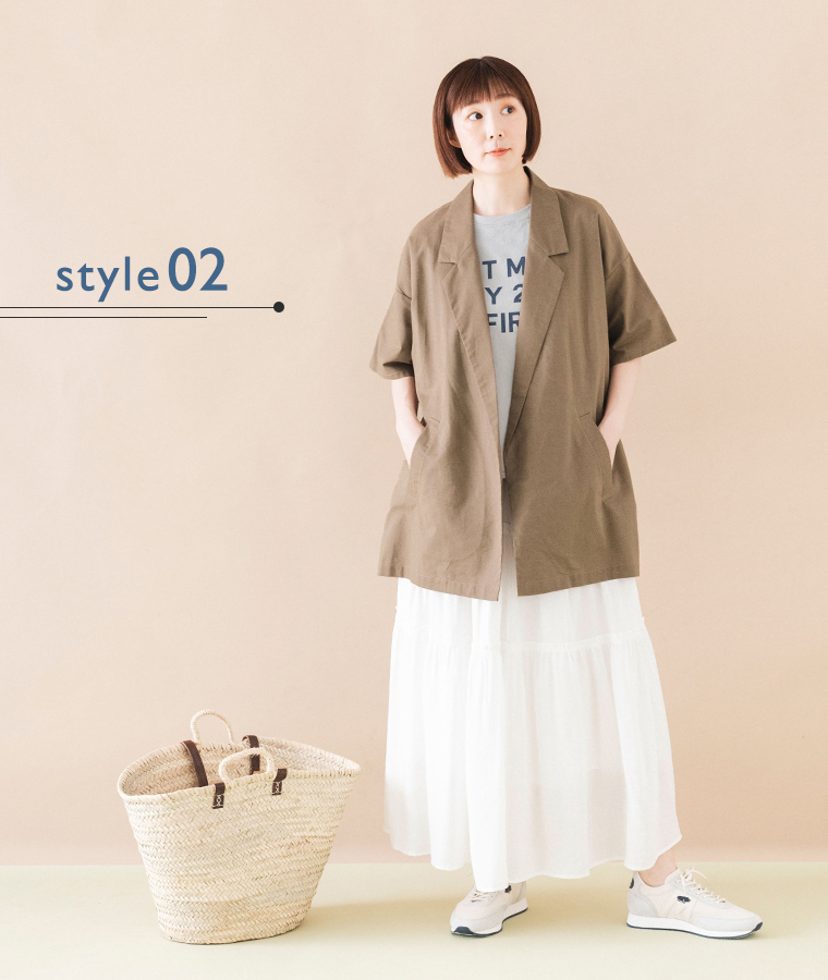 コットンリネンシャツジャケット 【&yarn】 style02ベージュ