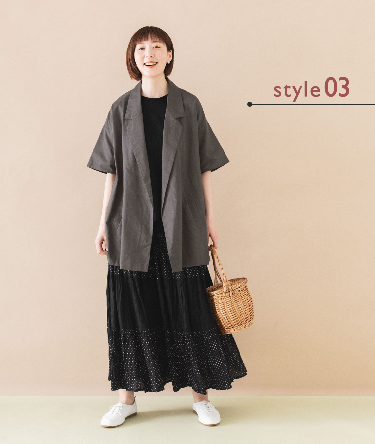 コットンリネンシャツジャケット 【&yarn】 style03グレー