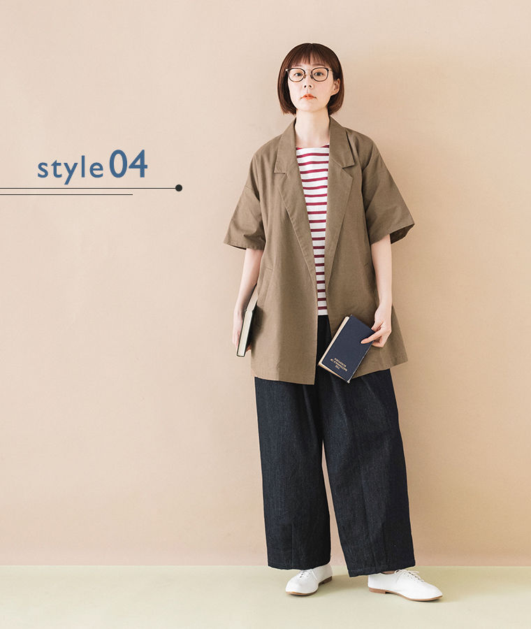 コットンリネンシャツジャケット 【&yarn】 style04ベージュ