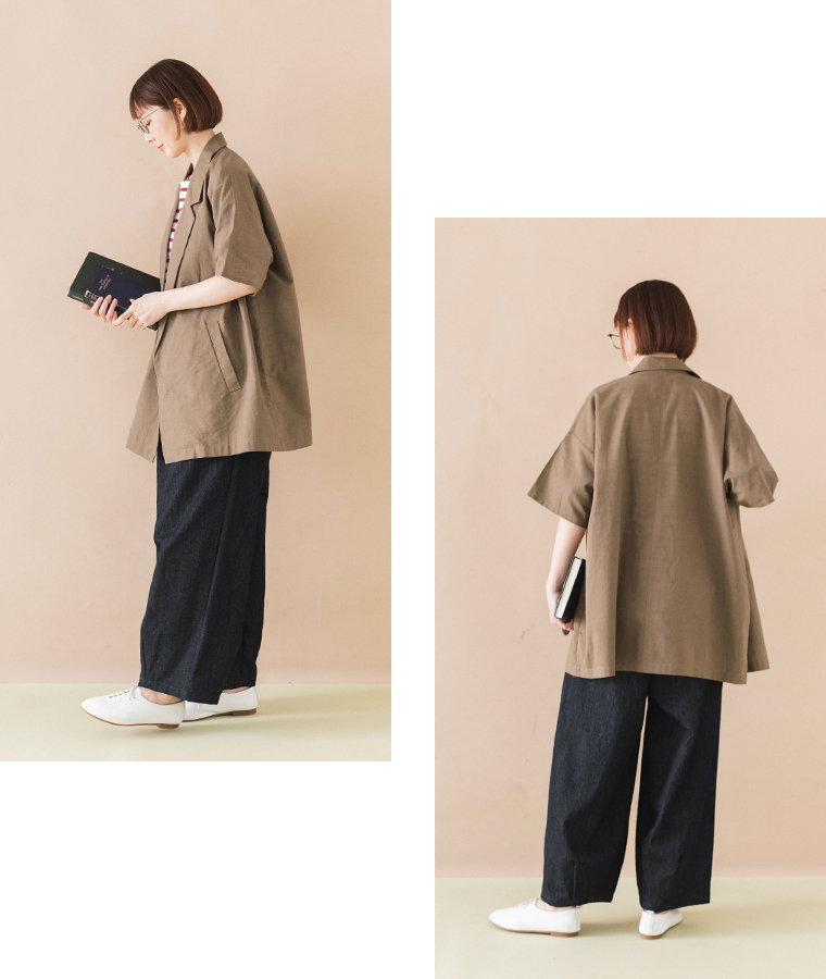 コットンリネンシャツジャケット 【&yarn】 サイド＆バック