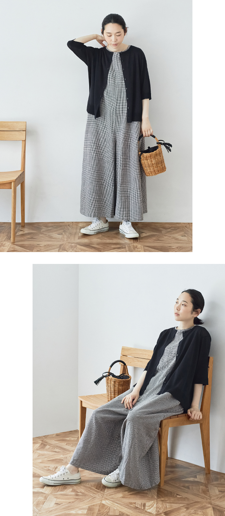 ＆yarn5分袖ニットカーディガン(C・ネイビー)の素材