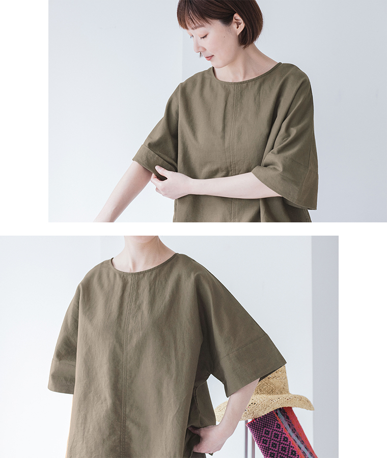 &yarn コットンリネン 2wayブラウス ディテール