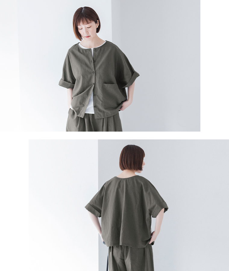&yarn　コットンリネン 2wayブラウス　ディテール