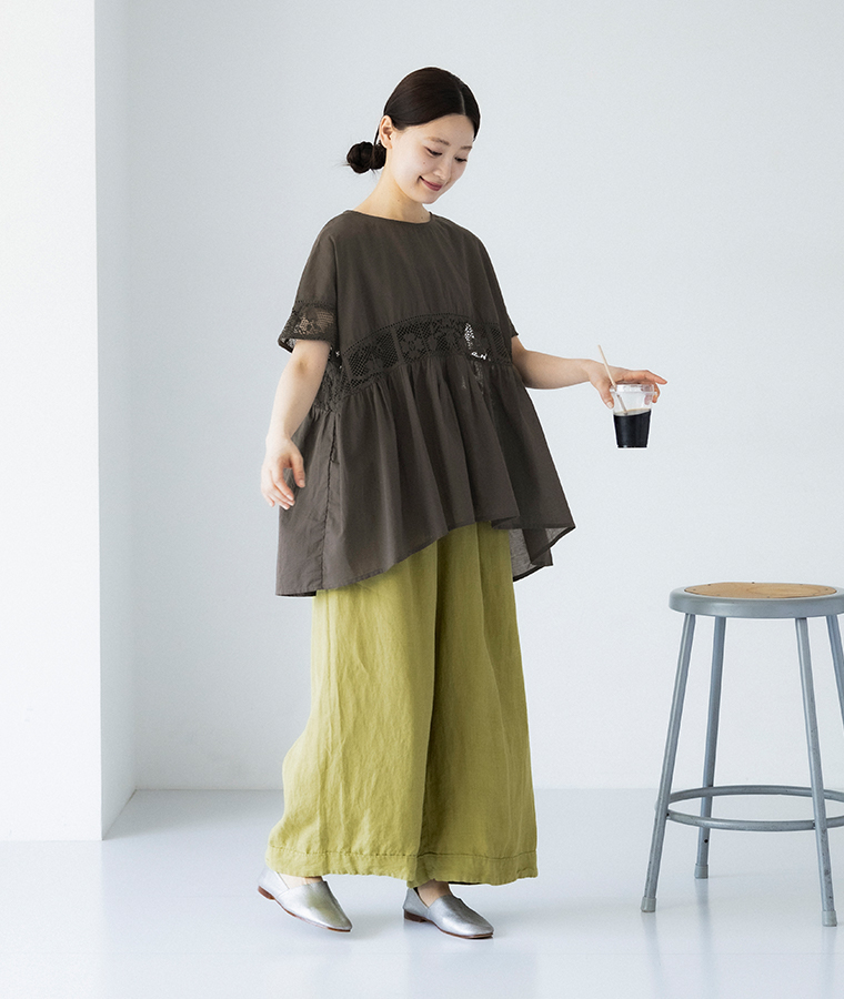 LUPILIEN クロッシェレース フレアプルオーバー 全身前