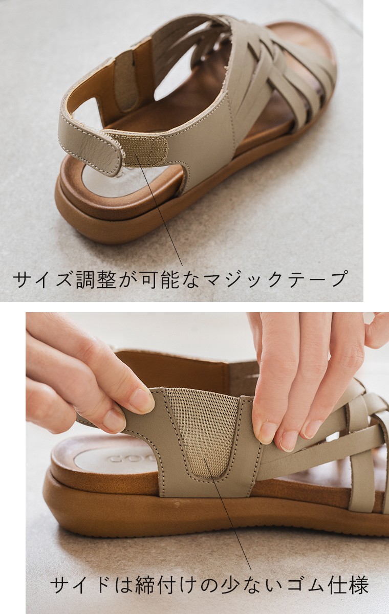 【COON】別注｜メッシュバックベルトサンダル 細部詳細