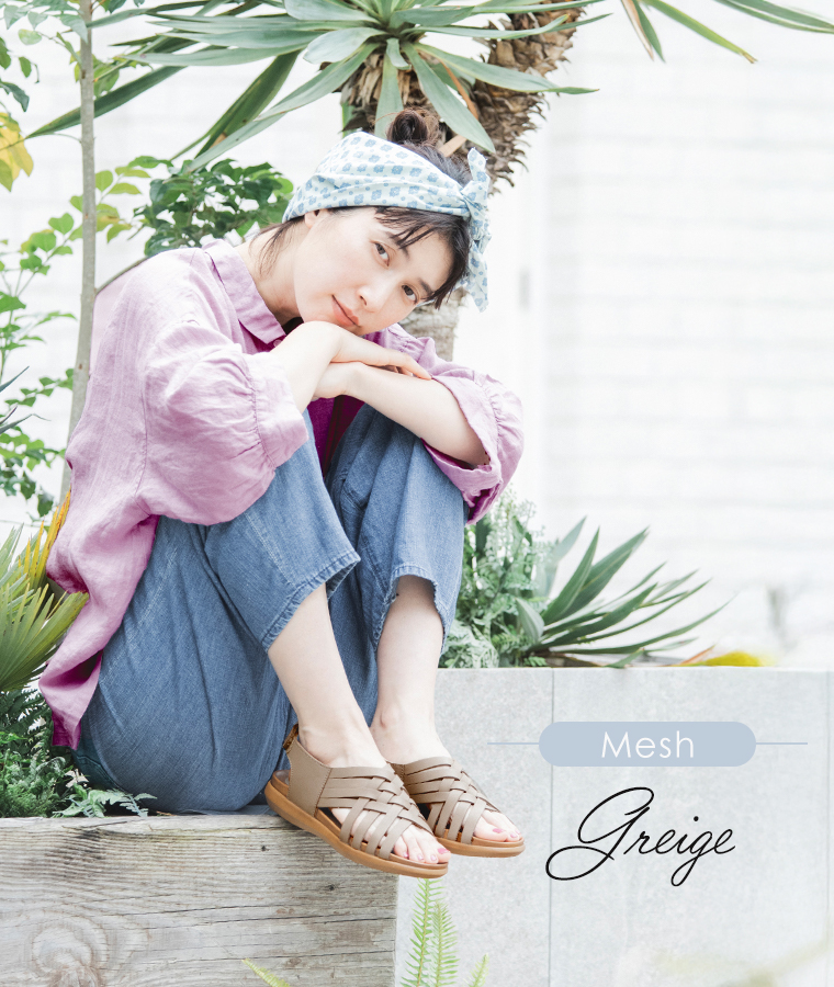 【COON】別注｜メッシュバックベルトサンダル グレージュ