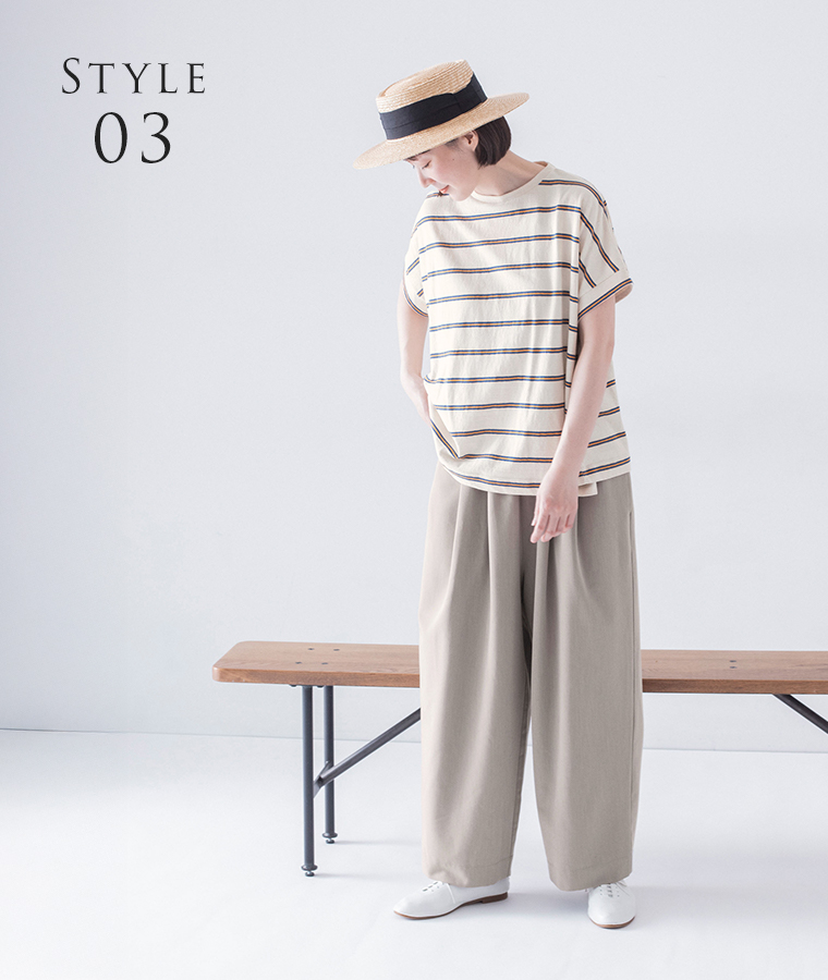 &yarn 【わたしの大人服。】 ワイドパンツ(グレージュ)のコーディネート