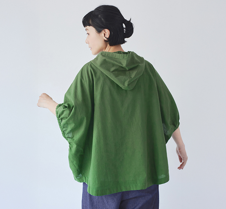 【Bliss bunch】フーディーバルーンカーディガン グリーン バックスタイル