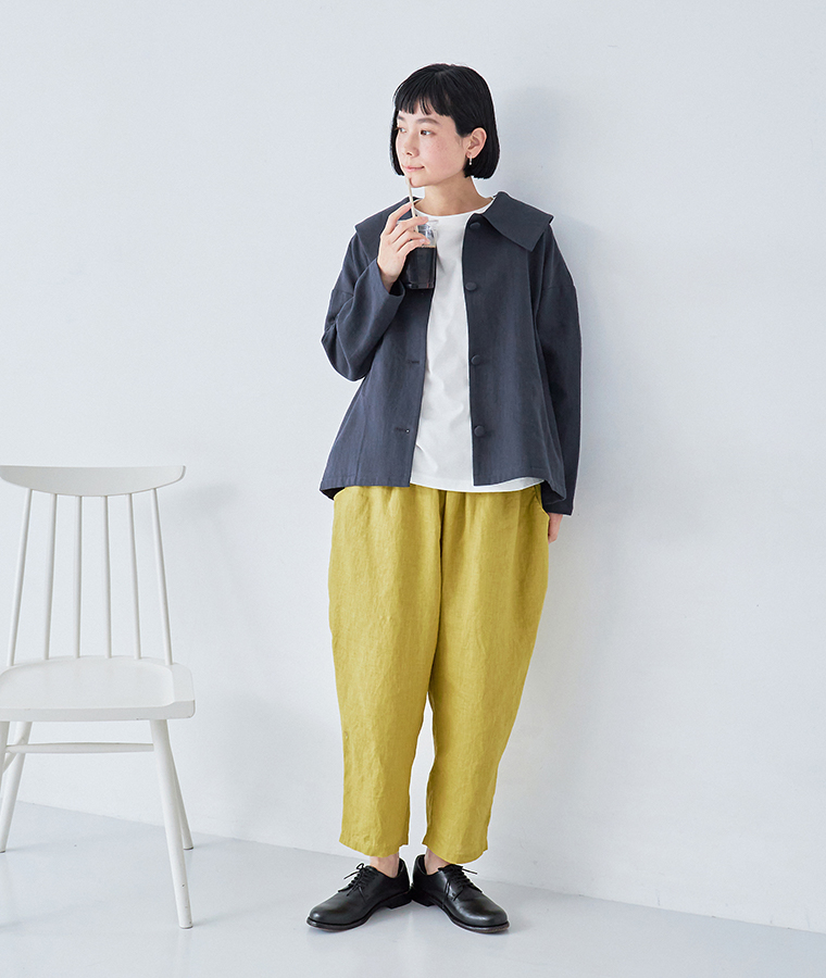 【 ista-ire 】別注｜平織リネンよくばりパンツ イエロー