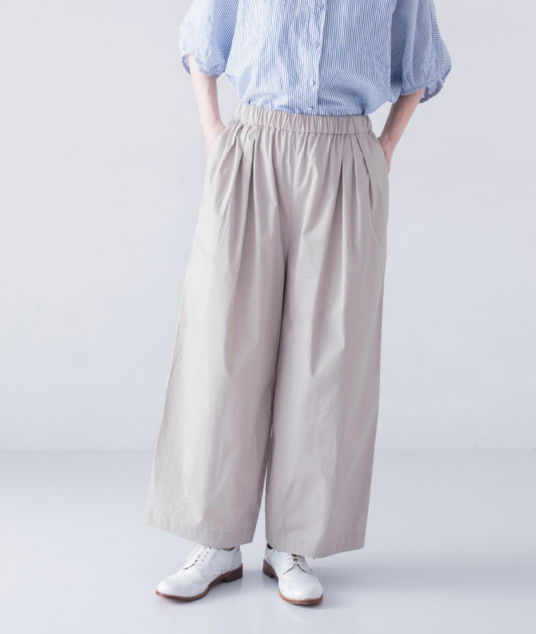 【 &yarn 】 コットンデザインタックワイドパンツ