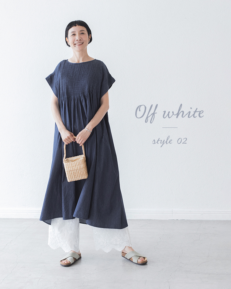 D*g*y別注｜立体フラワー刺繍パンツオフホワイトのコーディネート