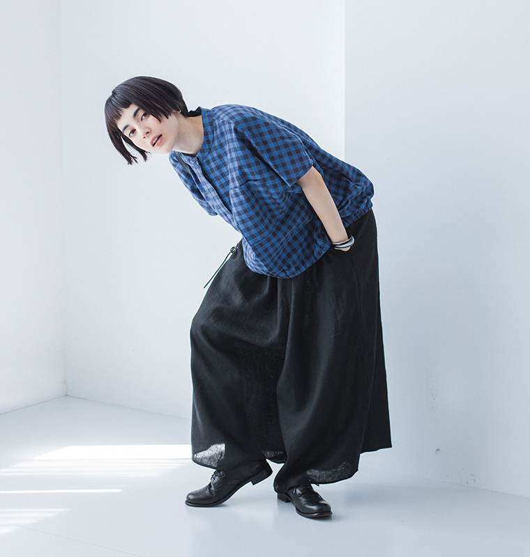 D*g*y 別注ポケット付チェック柄プルオーバー ギンガムチェック 全身前