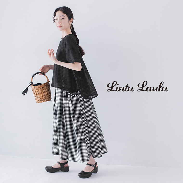 Lintu Laulu  刺繍プルオーバーとノースリーブワンピース2点セット