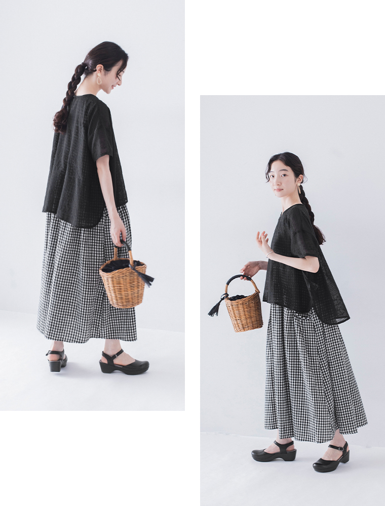 Lintu Laulu  刺繍プルオーバーとノースリーブワンピース2点セット　横、後ろのシルエット