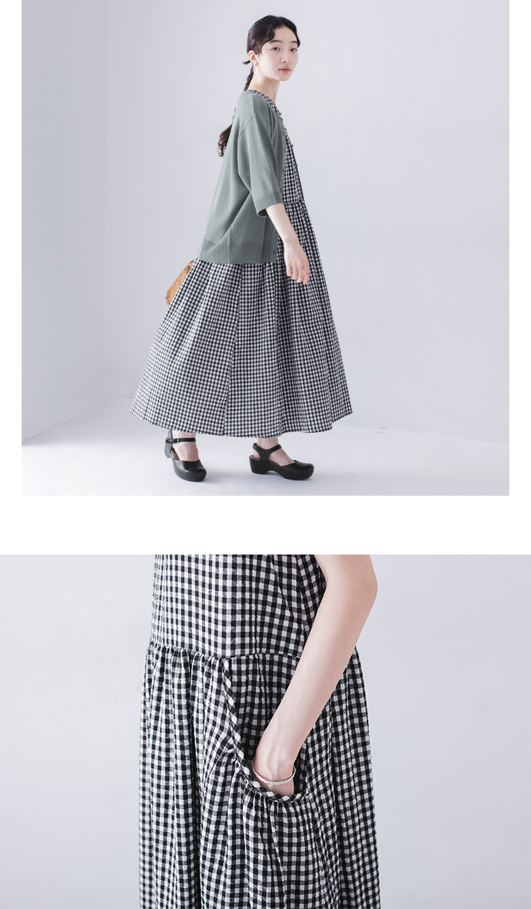 Lintu Laulu  刺繍プルオーバーとノースリーブワンピース2点セット　アレンジコーデ　ポケットの寄り