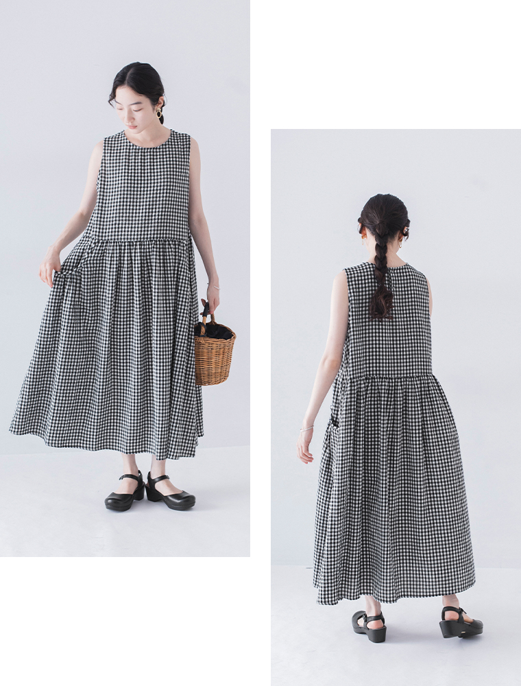 Lintu Laulu  刺繍プルオーバーとノースリーブワンピース2点セット　ワンピース　前、後ろ